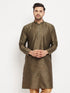 VASTRAMAY Men's Black And Gold Silk Blend Kurta